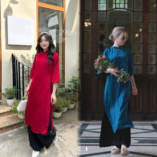 [ MẪU HOT ]Áo dài cách tân tết các màu trơn lụa cao cấp mã TH54