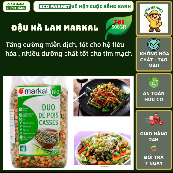 Đậu Hà Lan hữu cơ Markal (xanh & vàng) 500g