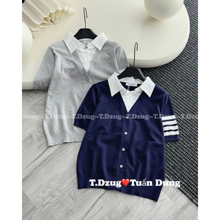 Áo len thom phối cổ sơ mi