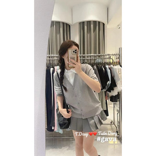 Áo len thom phối cổ sơ mi