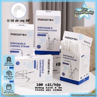 100 cái/hộp - ống hút nhựa trong suốt dùng một lần, ống hút uốn cong, đóng gói riêng-6mm*210mm