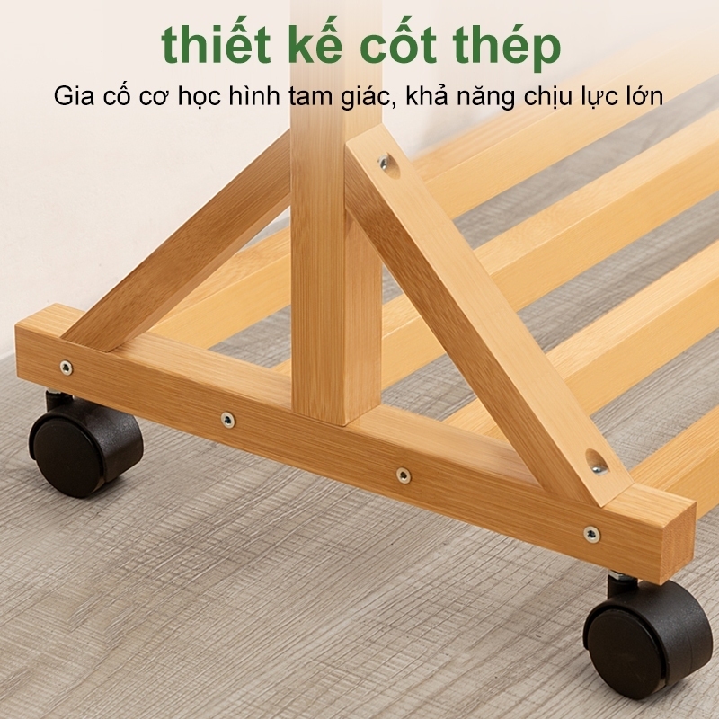 ALVIN Giá phơi quần áo đa năng Móc treo quần áo đa năng Được làm từ tre tự nhiên Với giá treo áo khoác | BigBuy360 - bigbuy360.vn