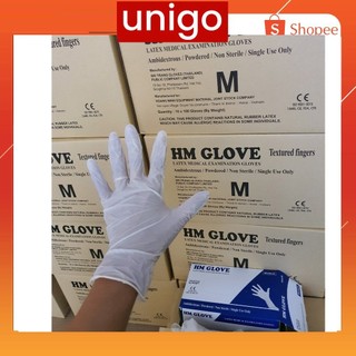 Hộp ( 50 đôi) Găng cao su Tay y tế Latex không bột, có bột - HM Glove - Malaysia (Phòng khám,spa, thẩm mỹ viện, xăm,..)