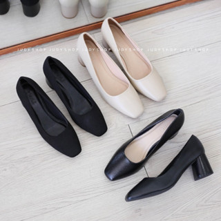 Giày Công Sở - Giày tiếp viên hàng không - Giày Gót Vuông EMYLI Mũi Vuông Da Mềm Cao 6p VNXK