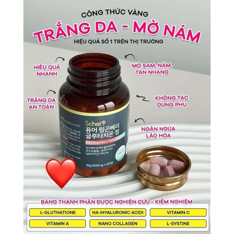 Viên uống trắng da mờ nám Schat9 thế hệ mới Hàn Quốc