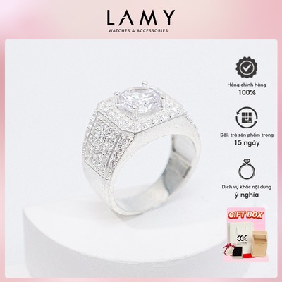 Nhẫn bạc nam LAMY Luxurious Square Stone Silver Ring 8362- Nhẫn bạc ta