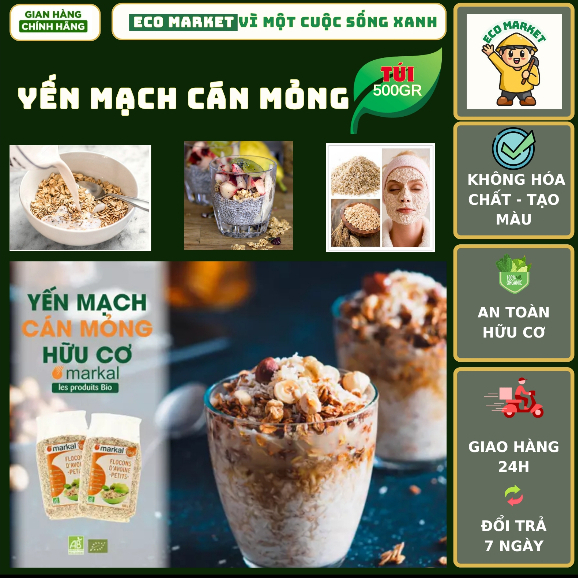 Yến mạch cán mỏng hữu cơ Markal 500g