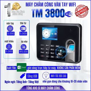 3800Wifi Máy chấm công vân tay wifi,nhỏ gọn lấy dữ liệu truy xuất giờ ra bằng file execl. không cần phần mềm
