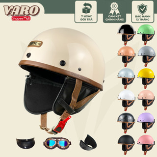 Mũ Bảo Hiểm 1/2 VARO PUG Version Harley có ốp da - Chính Hãng- Nón Bảo Hiểm Nữa Đầu Varo Nhiều Màu