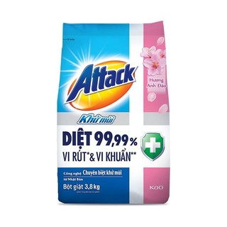  Bột Giặt Attack Khử Mùi Hương Anh Đào  Oải Hương  Ngày Sảng Khoái 3.8kg 