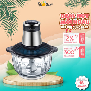 Máy xay thịt 2.5L đa năng Bear QSJ-C04B1, 350W, Lưỡi dao inox, Xay rau củ, tỏi ớt, xả, hành, BH 18T