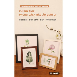 Khung ảnh để bàn hoặc treo tường bằng gỗ BUNA, mặt kính, size 12x17 cm, 14.5x19.6 cm TẶNG chân chống