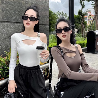 Áo thun borip dài tay chocker nhiều màu 🎀🎀ST88 Áo Thun Tay Dài Ôm Sát Hở Cổ Thời Trang