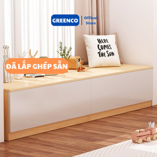 Kệ tủ gỗ kê đầu giường cửa sổ ban công decor phòng ngủ để quần áo, đồ chơi trẻ em... có thể ngồi nằm được GREENCO - D05