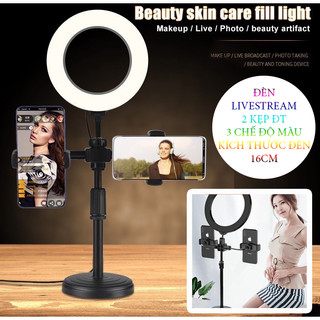 Đèn Led Livestream 16cm Tích Hợp 2 Giá Đỡ Điện Thoại- 3 chế độ sáng