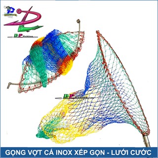  Gọng Vợt Cá Tam Giác Inox Gấp Gọn Lưới Cước .Mặt vợt vớt cá inox xếp gọn - sản xuất tại việt nam 50cm x 45cm 