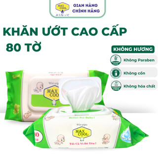 1 gói khăn ướt cao cấp 80 tờ Max Cool không hương - Hàng Chính Hãng an toàn cho bé
