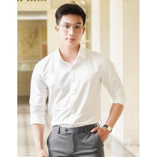 Áo sơ mi nam dài tay chất lụa Thái cao cấp chống nhăn, phom body Hàn Quốc, vải dày, mặc mát