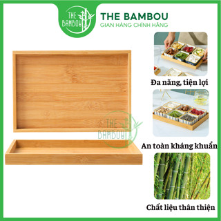 Khay gỗ tre Bambou hình chữ nhật nhiều kích thước khay đựng đồ ăn uống decor cho nhà hàng quán ăn