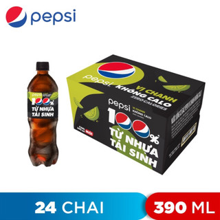 Nước ngọt pepsi chanh zero calo thùng 24 chai 390ml