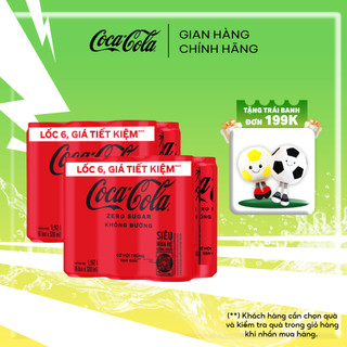 Combo 2 lốc 6 lon nước ngọt giải khát không đường coca-cola zero 320ml/lon sale 8.8 coca-cola freeship