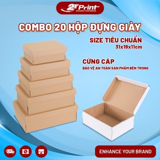 Combo 20 Hộp Giấy Đựng Giày Size 31x19x11cm - Chất Liệu Giấy Carton Cứng Cáp Chắc Chắn, Không Mùi, Chống Biến Dạng