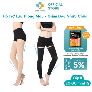 Tất Suy Giãn Tĩnh Mạch Đùi Dài Không Bàn Chân Cấp 2 - COMFYCARE - Tạo Áp Lực Hỗ Trợ Lưu Thông Máu Giảm Đau Nhức