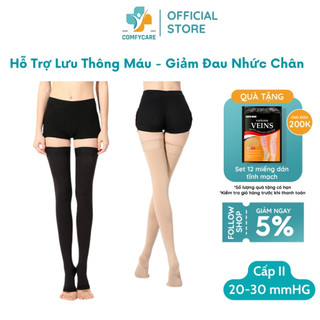Tất Suy Giãn Tĩnh Mạch Bắp Đùi Dài Hở Ngón Chân Cấp 2- COMFYCARE - Tạo Áp Lực Hỗ Trợ Lưu Thông Máu