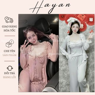 Ht913 bộ ngủ 3 món xếp ly v1 tôn dáng kèm đệm lót, set đồ ngủ lyly thun lạnh cao cấp ht913