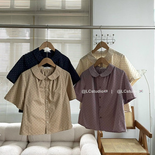 Sơ Mi Chấm Bi Cổ Sen