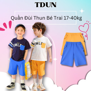 Quần đùi bé trai TDUN Q003 dáng ngố chất liệu thun da cá mềm mịn màu xanh cam basic Size 17-40kg 003