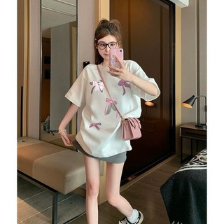 SET ÁO PULL TRẮNG NƠ HỒNG + CHÂN VÁY XÁM