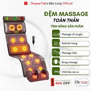 Đệm Massage toàn thân MISUMA đệm kèm gối xông thảo mộc, massage cổ vai gáy và massage chân, nệm massage toàn thân