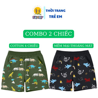 Set quần đùi chục bé trai FAMBY xuất hàn combo 2 quần thun mềm mại thoáng mát cho bé 13-30kg