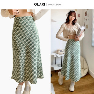 Chân váy midi caro nữ olari dáng dài - ol324 - caro midi long skirt