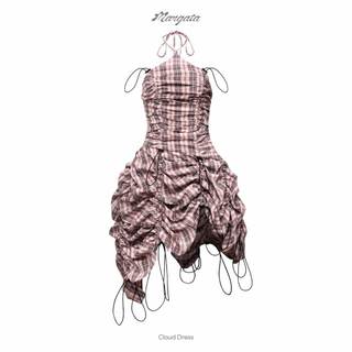 Đầm dây rút hồng vải caro Mangata (Cloud dress)