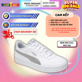 [SALE UP TO 70%] GIÀY PM CHÍNH HÃNG SKYPE CLEAN WHITE SILVER 381106 02 Full Box Tag Auth
