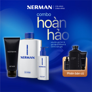 Combo Hoàn Hảo Nerman - Sữa tắm gội cho nam 350ml & Gel rửa mặt 60S Fresh 100ml & DDVS nam giới 100ml