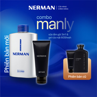 Combo Manly Nerman - Sữa tắm gội cho nam 350ml & Gel rửa mặt 60S Fresh ngừa mụn 100ml
