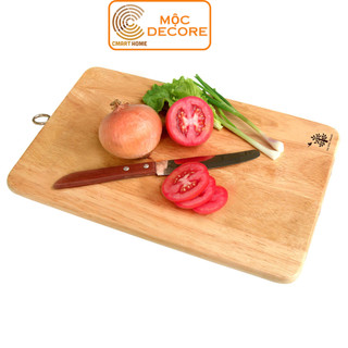 Thớt Gỗ Chữ Nhật  Có Khoen Treo inox  Hãng Đức Thành, Chất Liệu Gỗ Cao Su - Kích Thước 29.5x20x1.8 cm - MS 03071