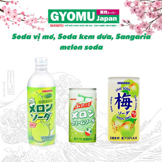 Soda vị mơ 190g , Soda kem dưa lưới 190g , dưa lưới Sangaria melon soda 500g - Nội địa Nhật Bản - Gyomu Japan