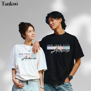 TANKOO áo phông Basic nam nữ cổ tròn in chữ.