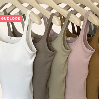 Áo Hai Dây Có Mút Ngực Tôn Dáng GUDLOOK dáng ôm chất gân tăm, màu đen trắng be