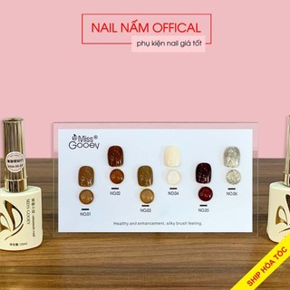 Set sơn gel thạch nâu hổ phách phối nhũ 6 màu Miss Gooey số 9 tặng kèm bảng màu chai 15ml