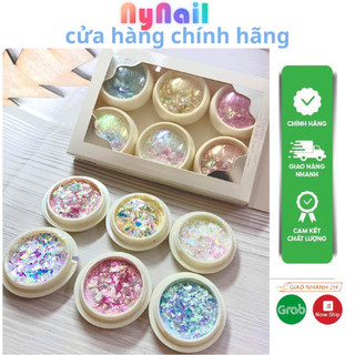 Set nhũ khổng tước siêu sáng 6 màu trang trí nail