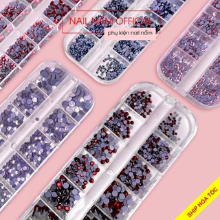 Đá đính móng YHB cao cấp hàng loại 1, khay chữ nhật 1440 viên mix đủ size