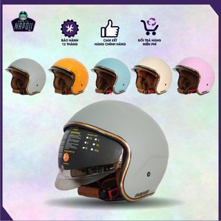 Mũ bảo hiểm kính âm 3/4 đầu có kính giấu NAPOLI cao cấp cho đủ size đủ màu bảo hành 12 tháng