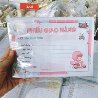 50 tờ phiếu giao hàng có keo dán, phiếu ship hàng nhiều mẫu xinh kt A6