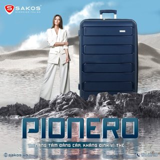 Vali kéo nhựa du lịch sakos pionero - size s/m - xách tay/ ký gửi - khóa tsa - nhựa pp