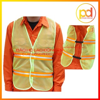 Áo gile lưới phản quang phát sáng khoác ngoài có thun 2 bên giá rẻ, tiện lợi, áo kỹ sư hàn quốc công trình giá rẻ